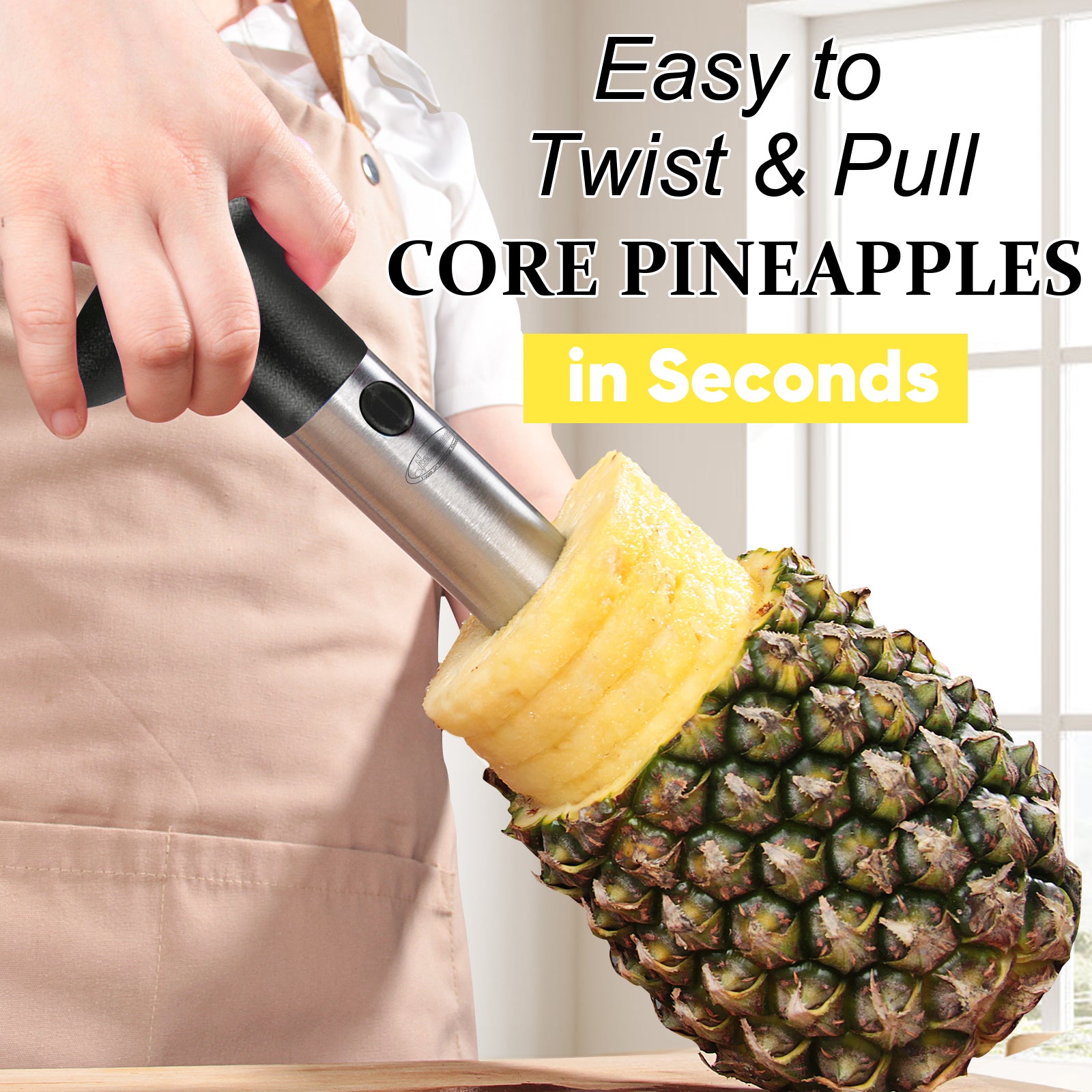 Pineapple Corer, [Upgraded, Reinforced, Thicker Blade] Newness Premium Pineapple Corer Remover, Stainless Steel Pineapple Core Remover Tool for Home & Kitchen with Sharp Blade for Diced Fruit Rings