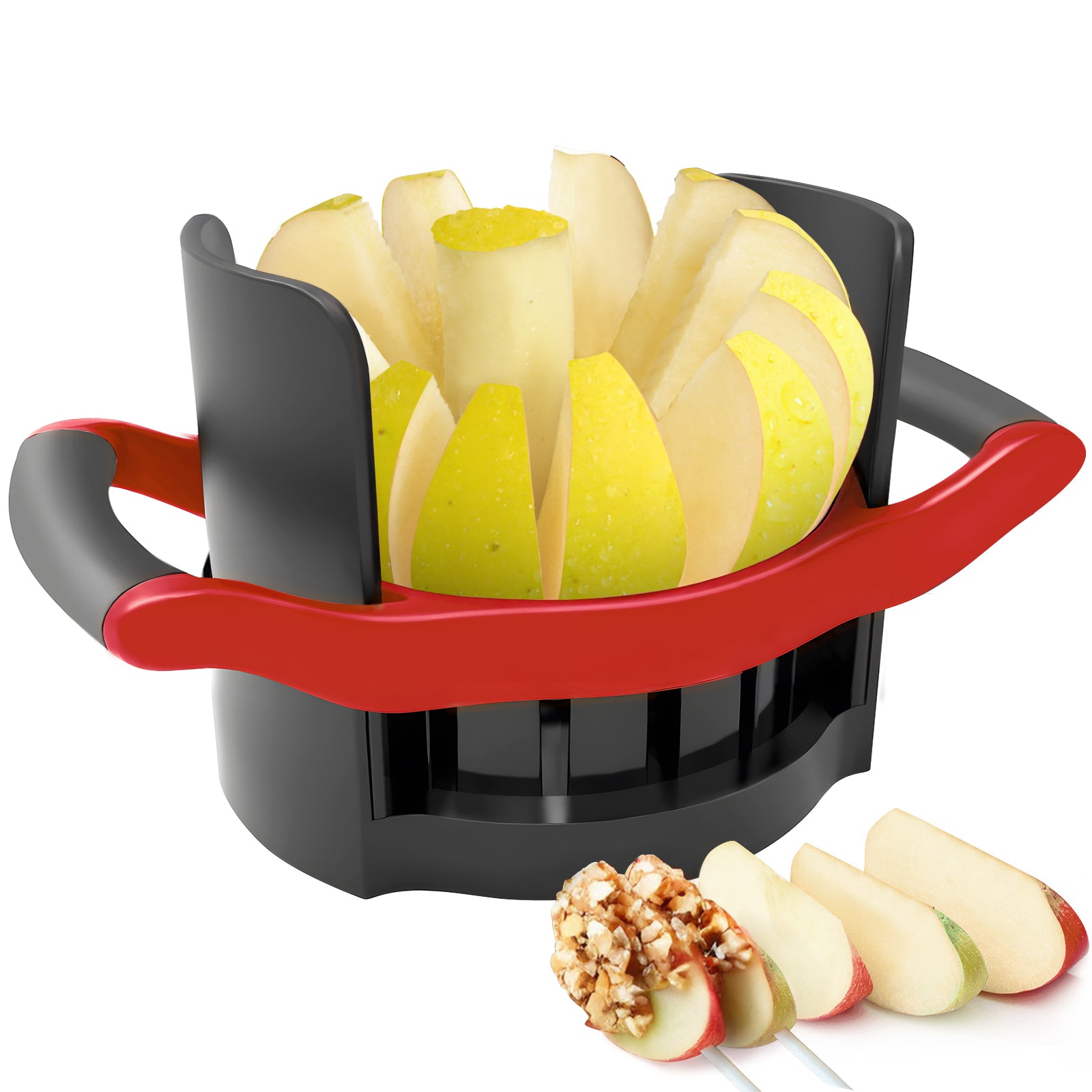 Newness 5.12 In Large Apple Slicer, Cut 12 Thin Slices All the Way Through, HEAVY - DUTY Stainless Steel Apple Corer & Slicer for Fruits & Vegetables - Dishwasher Safe