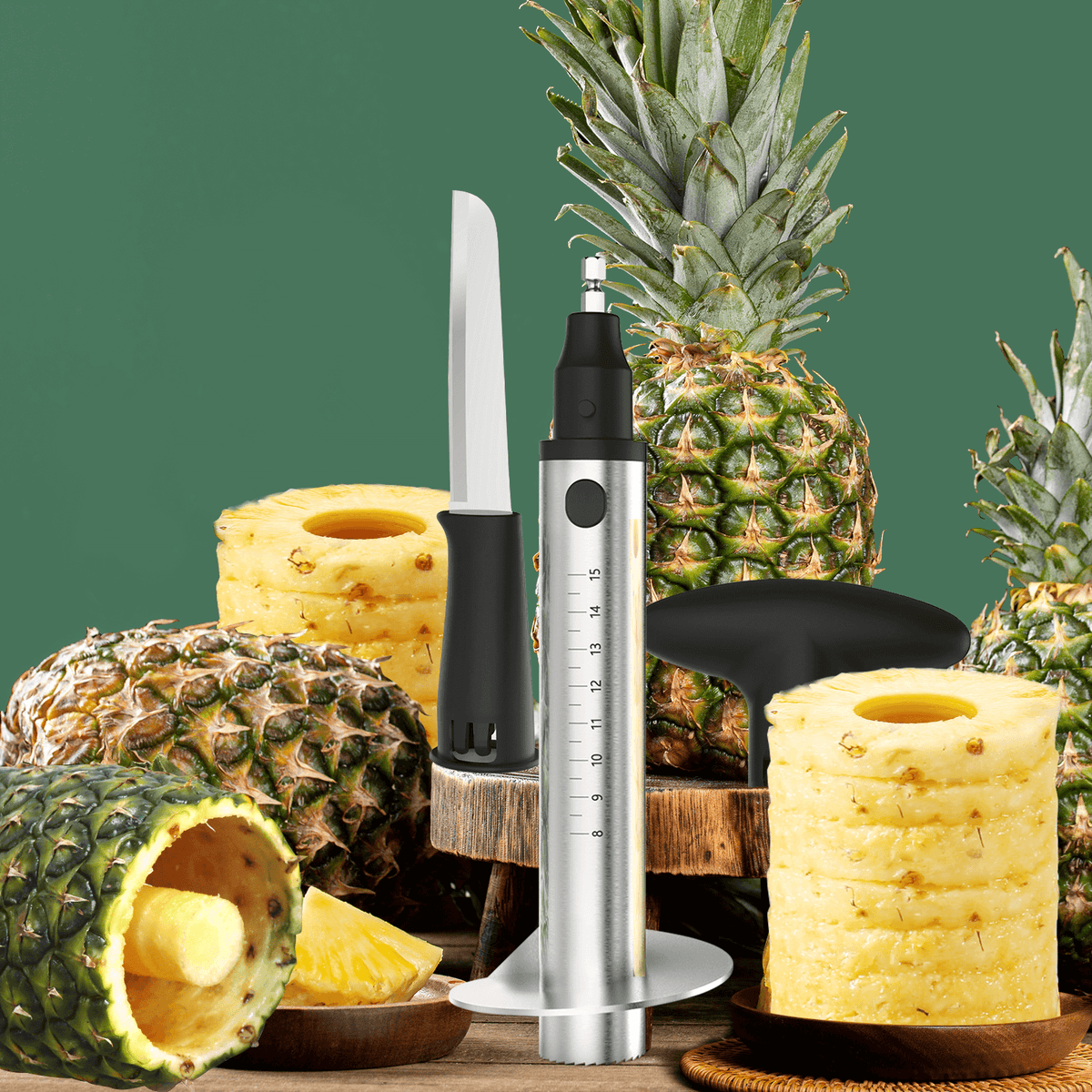 Newness Pineapple Corer with Knife, [Upgraded, Electric & Manual]